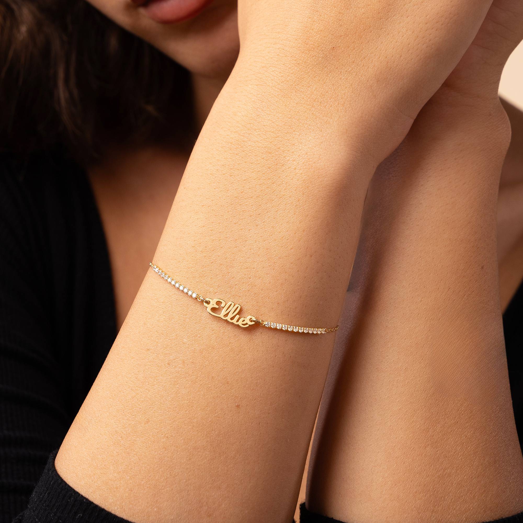 Kate Namens-Tennisarmband - vergoldetes Sterlingsilber-3 Kate Namens-Tennisarmband - vergoldetes Sterlingsilber-3 Produktfoto