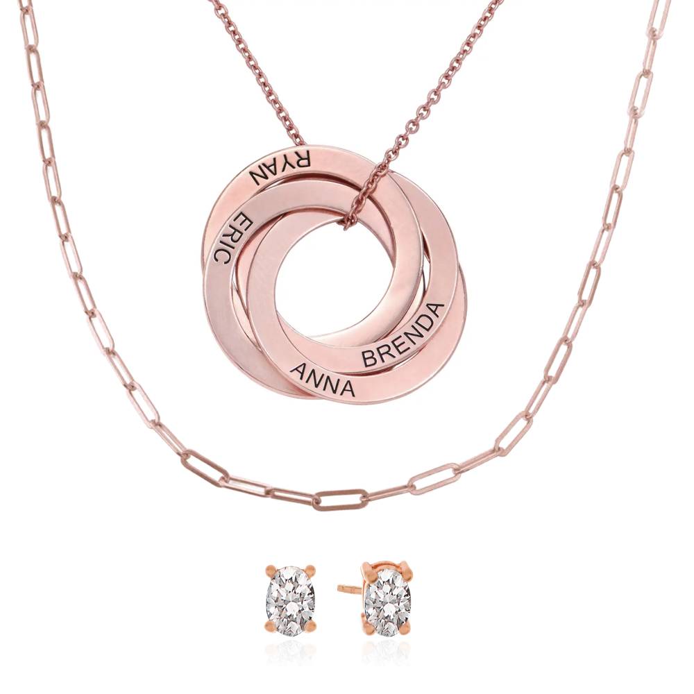Last-Minute-Weihnachtspaket "Russische Ring-Halskette mit 4 Ringen in Rosé Vergoldung"-1 Produktfoto