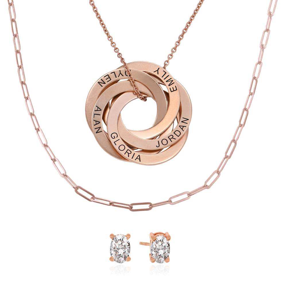 Last-Minute-Weihnachtspaket "Russische Ring-Halskette mit 5 Ringen in Rosé Vergoldung"-2 Produktfoto