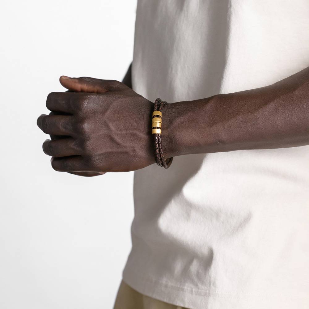 Last-Minute-Weihnachtspaket "Navigator braunes Lederarmband mit Gold-Vermeil"-4 Produktfoto