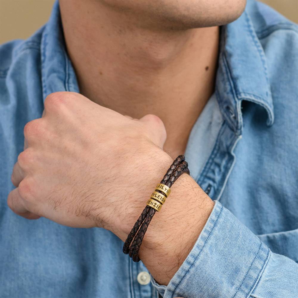 Last-Minute-Weihnachtspaket "Navigator braunes Lederarmband mit Gold-Vermeil"-1 Produktfoto