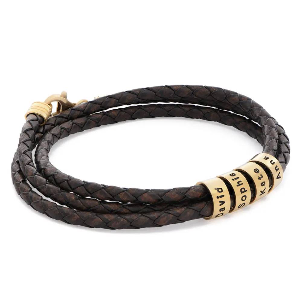 Last-Minute-Weihnachtspaket "Navigator braunes Lederarmband mit Gold-Vermeil"-2 Produktfoto