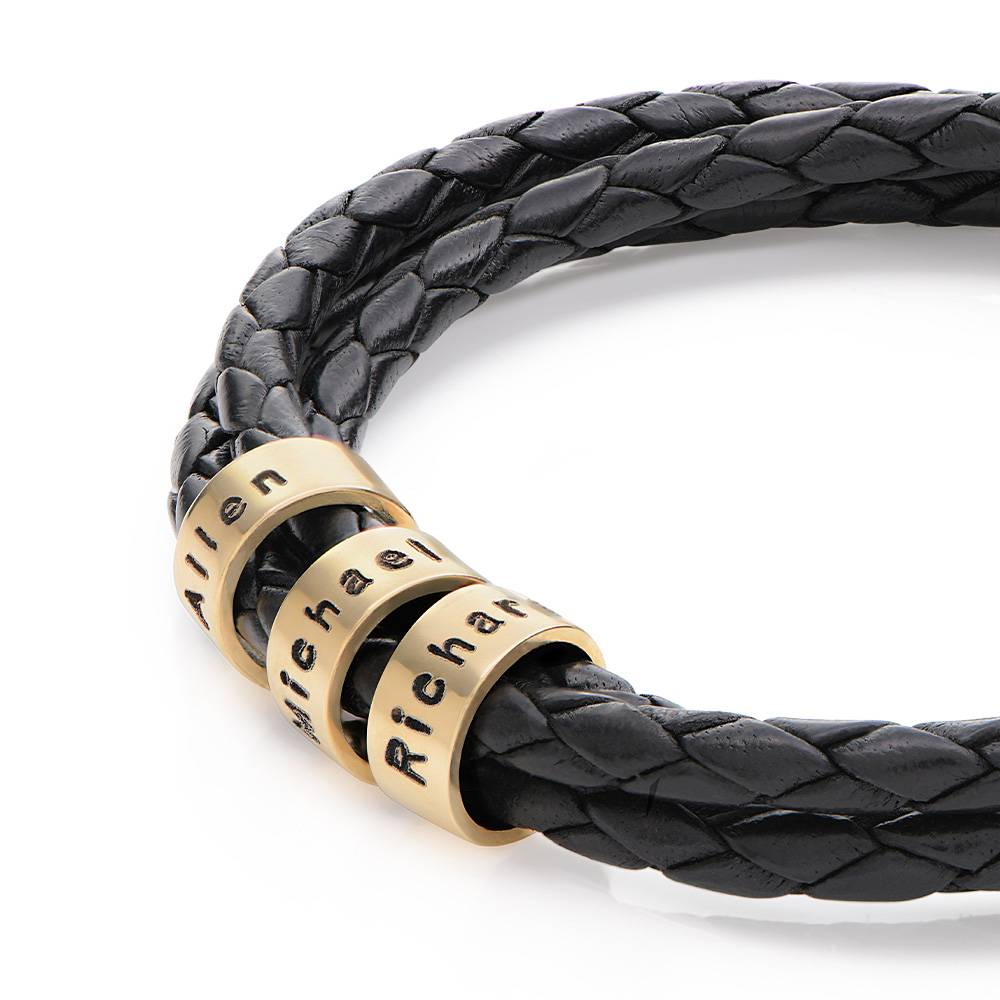 Last-Minute-Weihnachtspaket "Navigator schwarzes Lederarmband mit 585er Gelbgold"-1 Produktfoto
