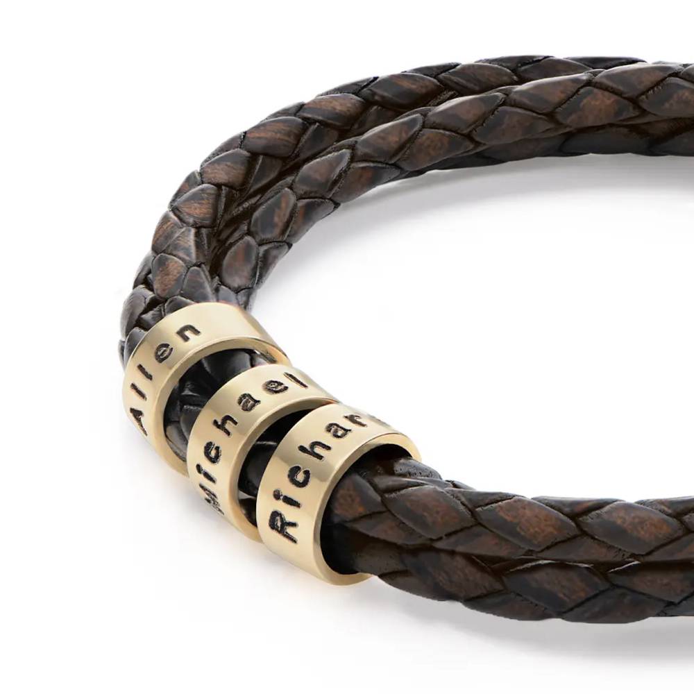 Last-Minute-Weihnachtspaket "Navigator braunes Lederarmband mit 585er Gelbgold"-3 Produktfoto