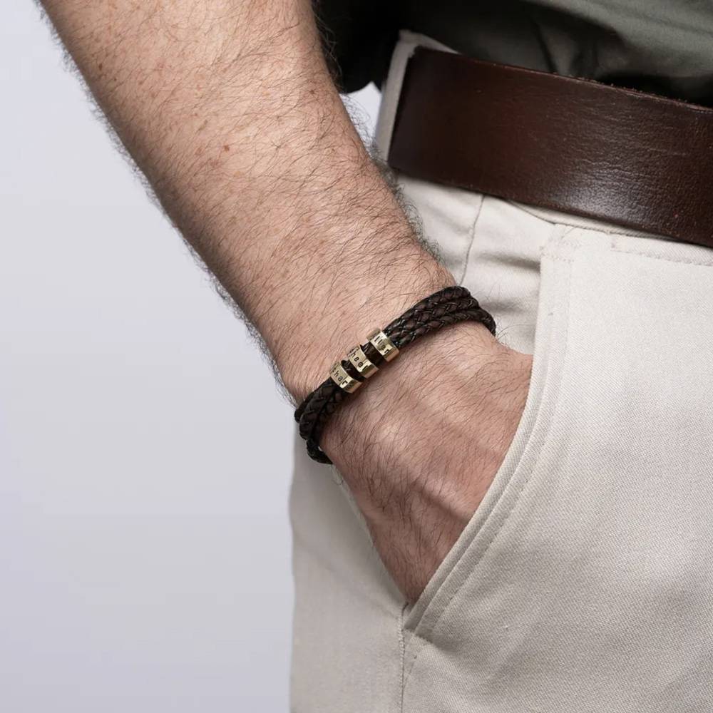 Last-Minute-Weihnachtspaket "Navigator braunes Lederarmband mit 585er Gelbgold"-1 Produktfoto