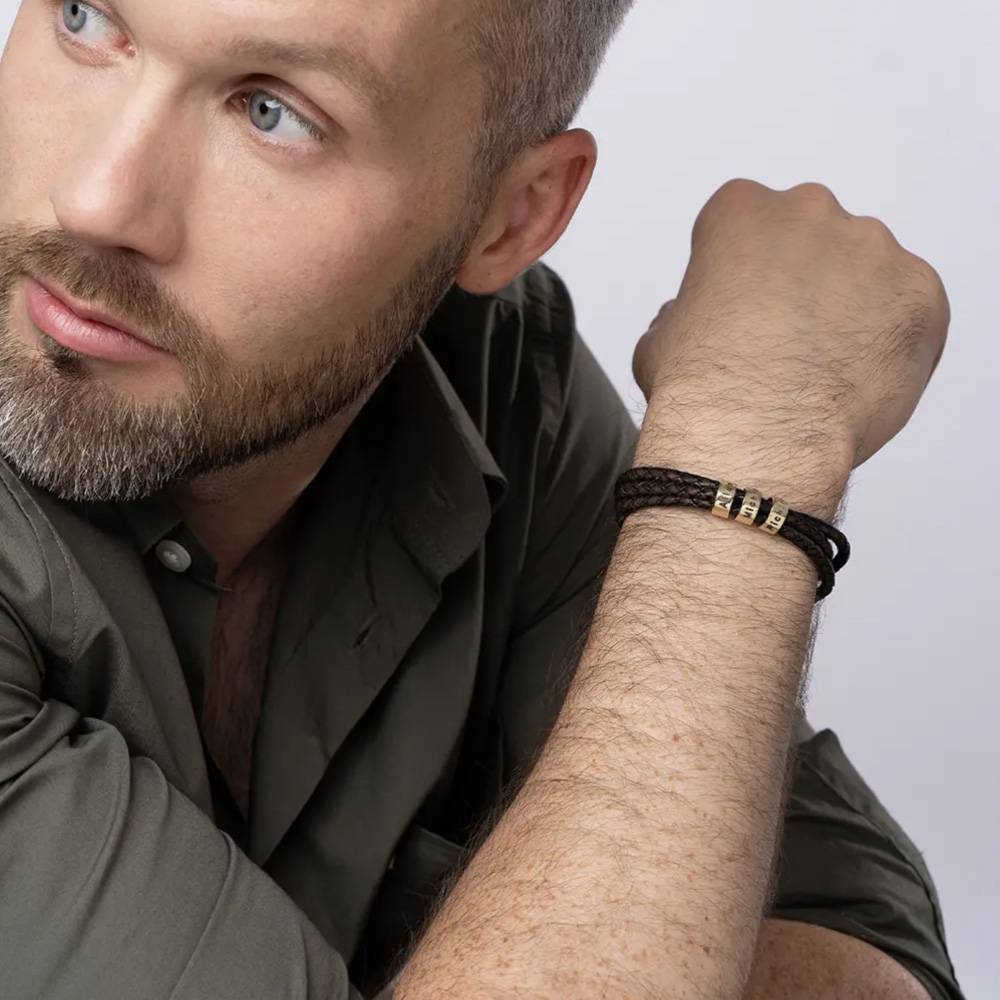 Last-Minute-Weihnachtspaket "Navigator braunes Lederarmband mit 585er Gelbgold"-2 Produktfoto