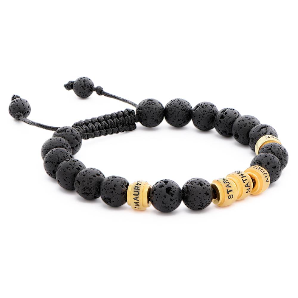 Lavastein Herrenarmband mit vergoldeten gravierbaren Beads-5 Produktfoto