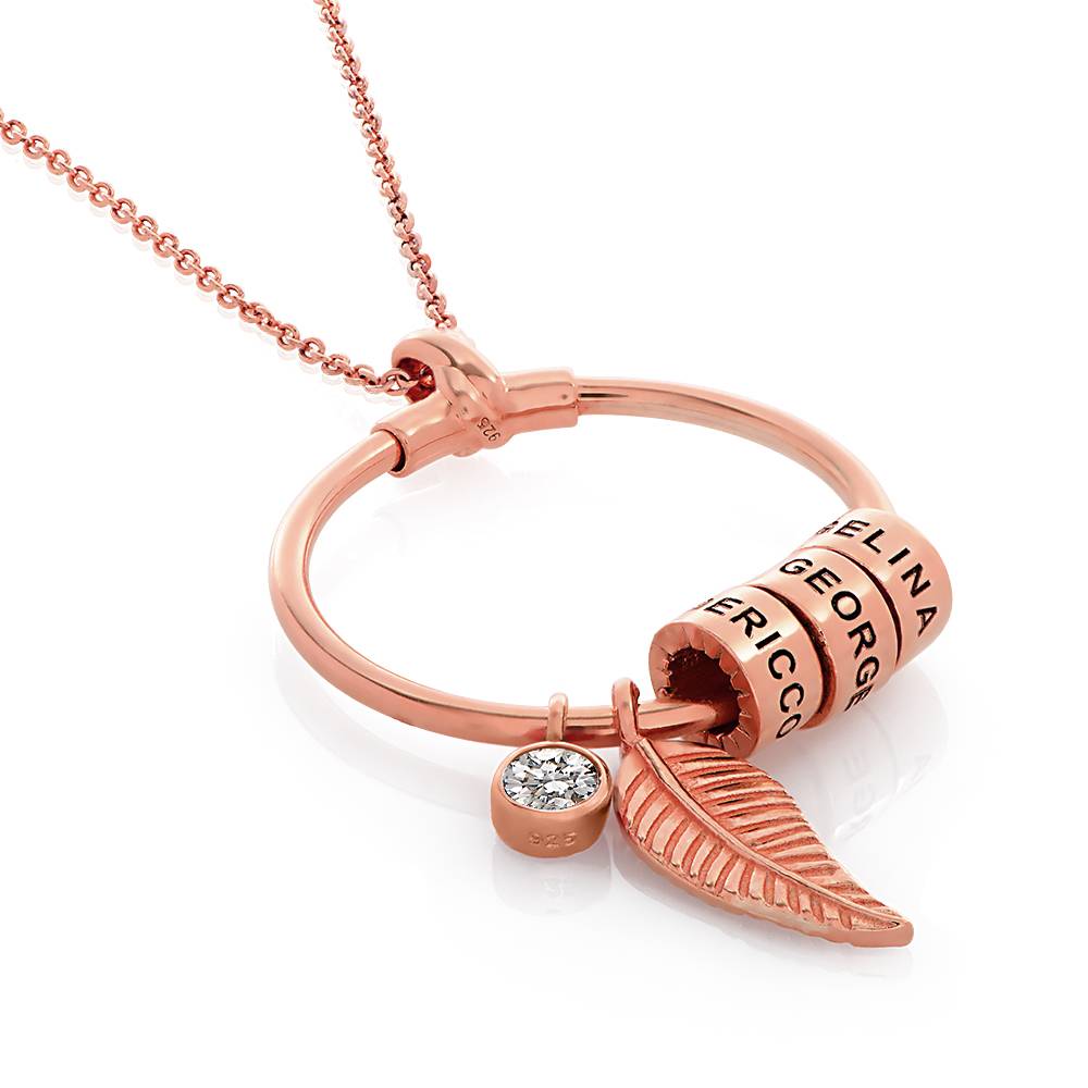 Blatt-Charm für Linda Kreisanhänger-Kette - - Rosévergoldet-2 Produktfoto