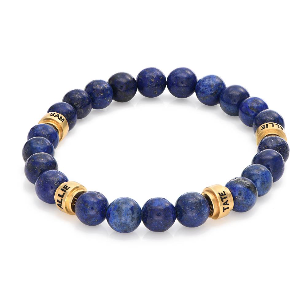 Leo Lapis Herrenarmband mit vergoldeten gravierten Beads-1 Produktfoto