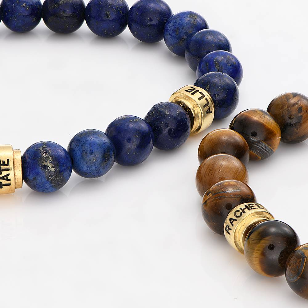 Leo Lapis Herrenarmband mit vergoldeten gravierten Beads-3 Produktfoto