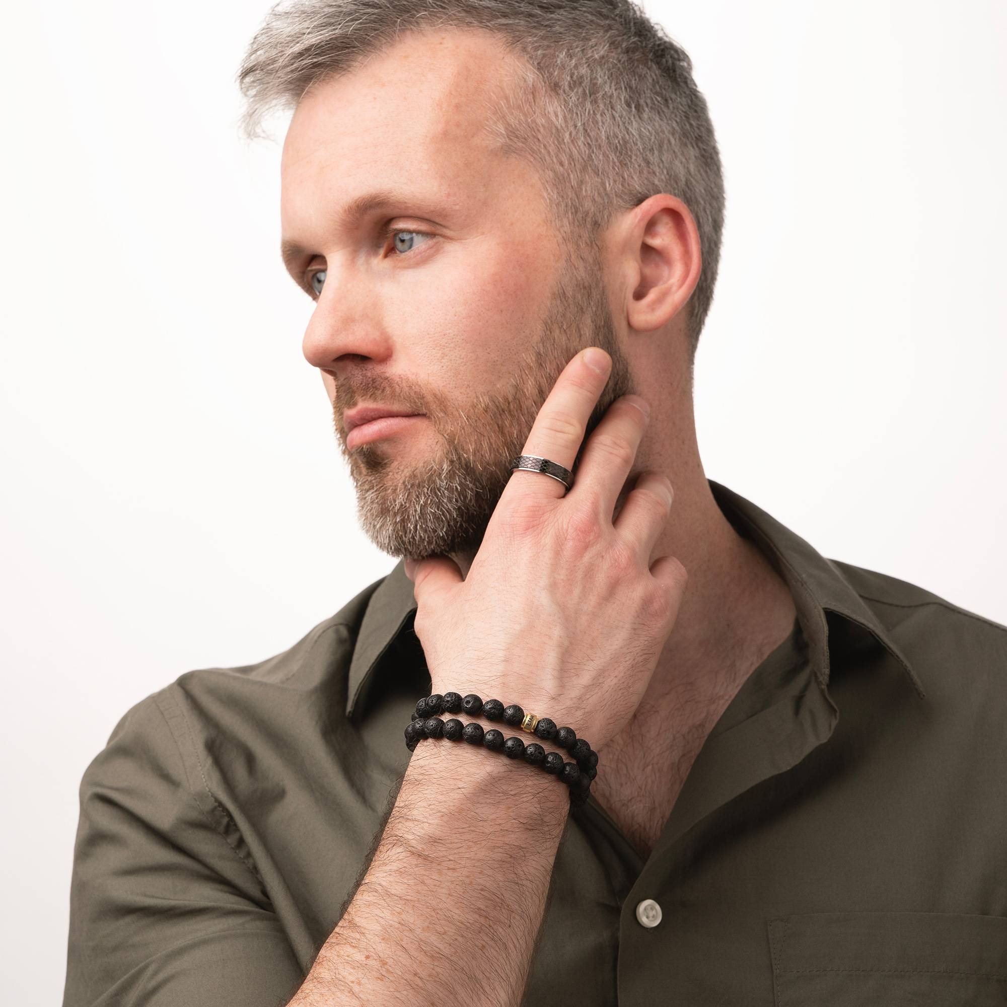 Leo Lavastein Herrenarmband mit vergoldeten gravierbaren  Beads-4 Produktfoto
