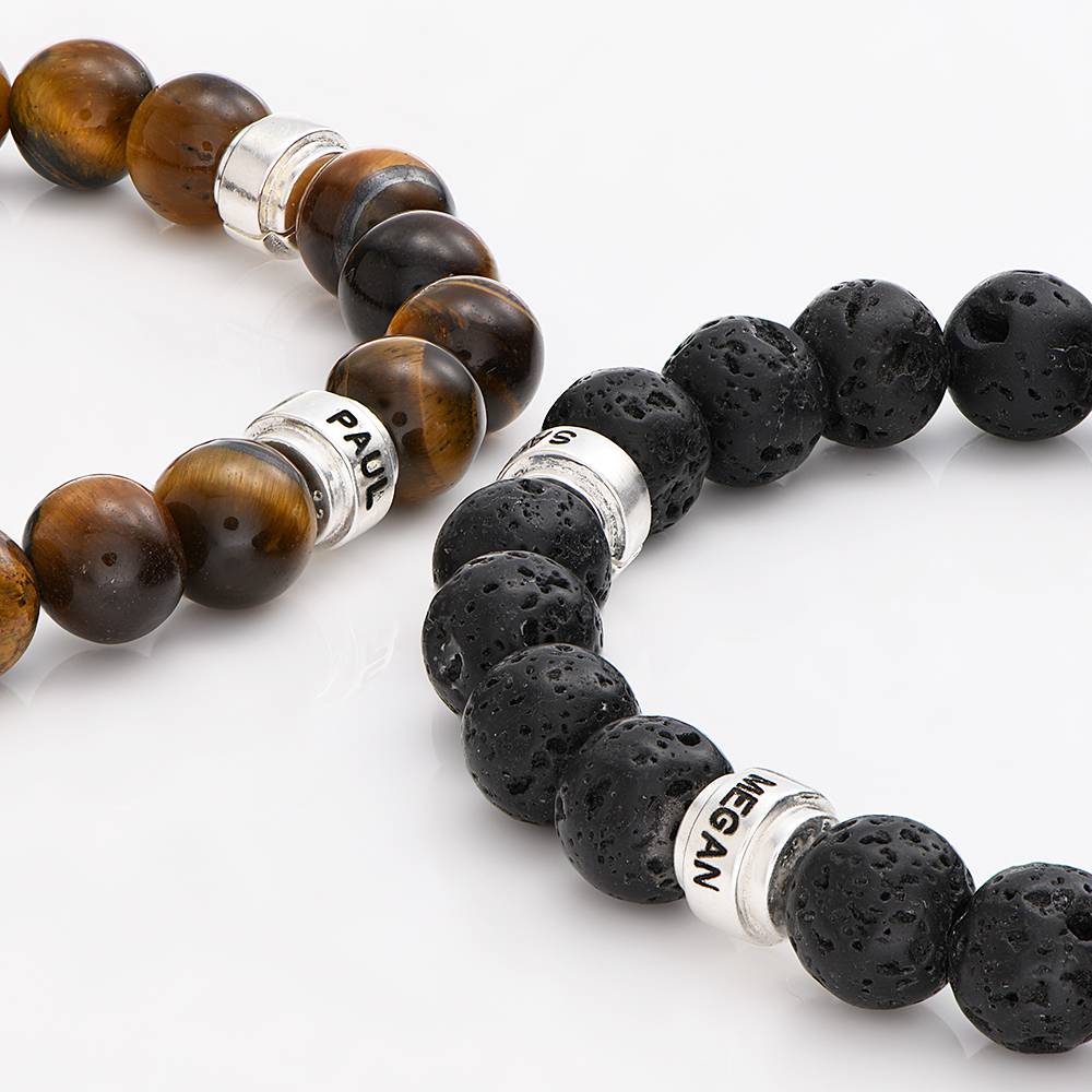 Leo Lavastein Herrenarmband mit silbernen gravierbaren Beads-4 Produktfoto