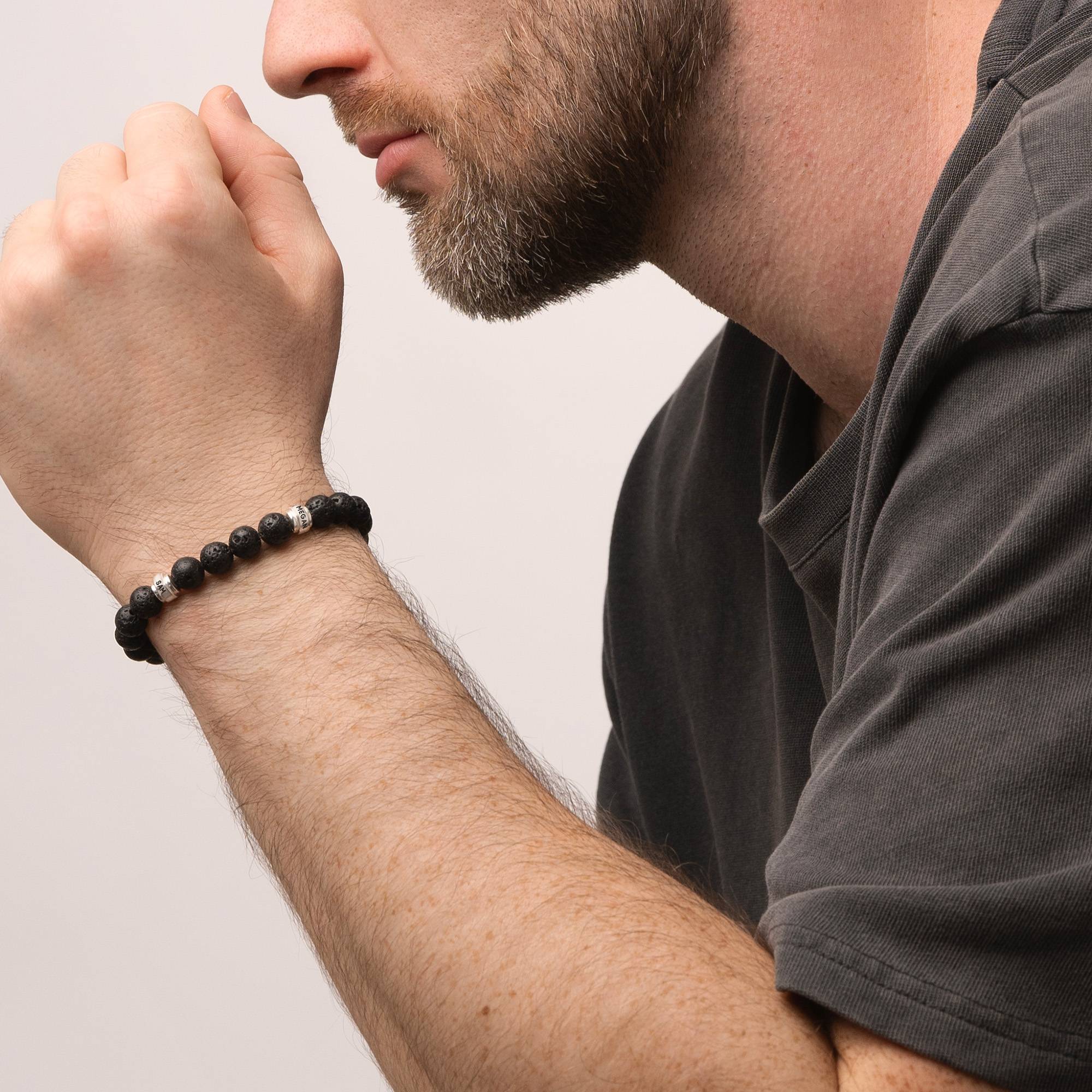 Leo Lavastein Herrenarmband mit silbernen gravierbaren Beads-3 Produktfoto