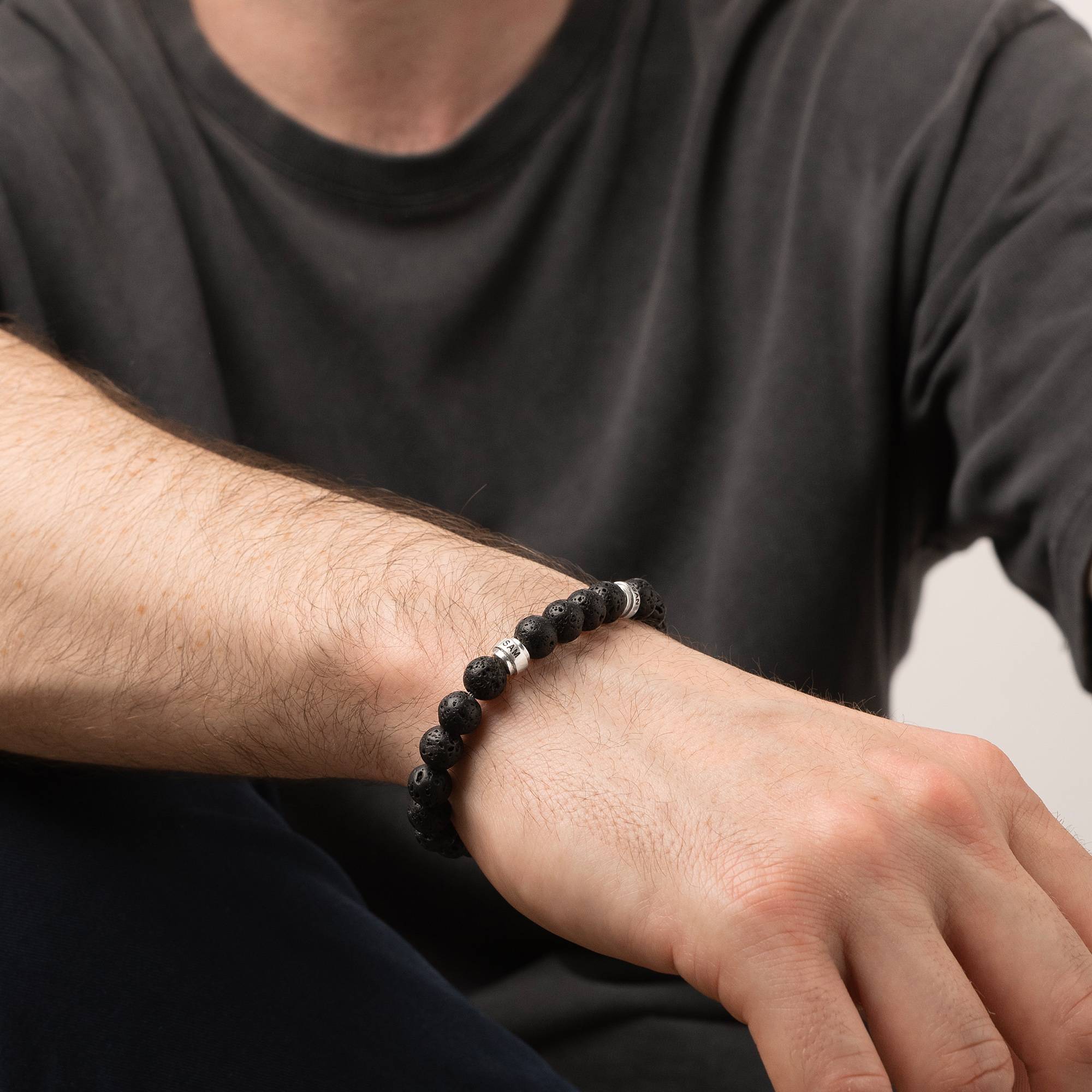Leo Lavastein Herrenarmband mit silbernen gravierbaren Beads-2 Produktfoto