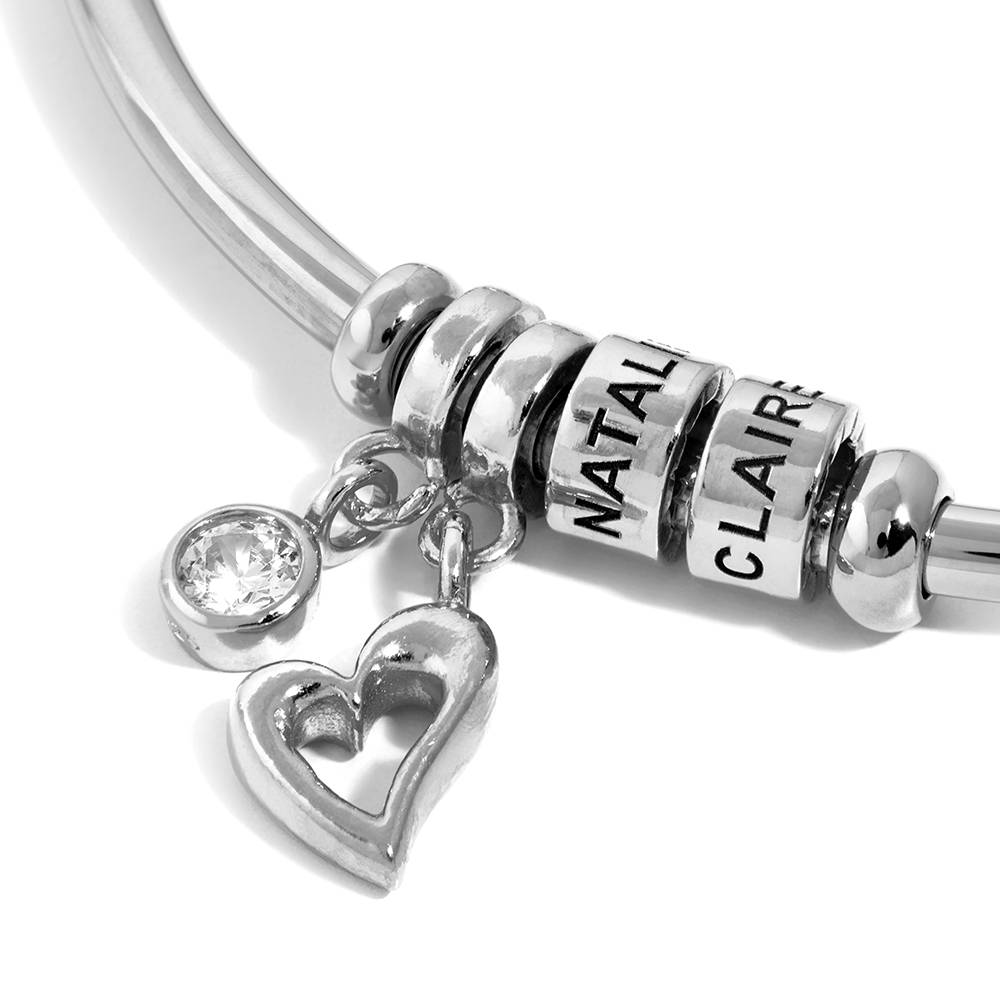 Linda Kreisanhänger-Armreif mit gravierten silbernen Beads-2 Linda Kreisanhänger-Armreif mit gravierten silbernen Beads-2 Produktfoto