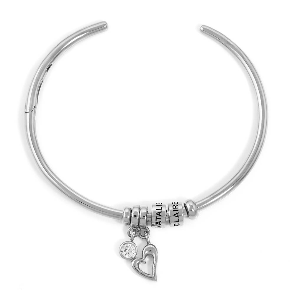Linda Kreisanhänger-Armreif mit gravierten silbernen Beads-5 Linda Kreisanhänger-Armreif mit gravierten silbernen Beads-5 Produktfoto