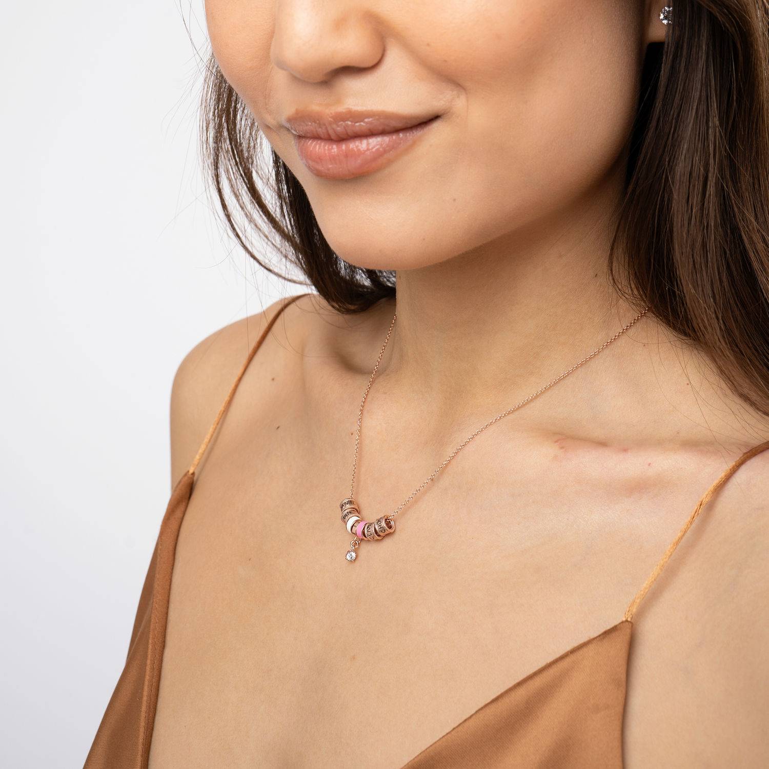 Linda Beads-Halskette mit Diamant - rosévergoldetes Sterlingsilber-2 Produktfoto
