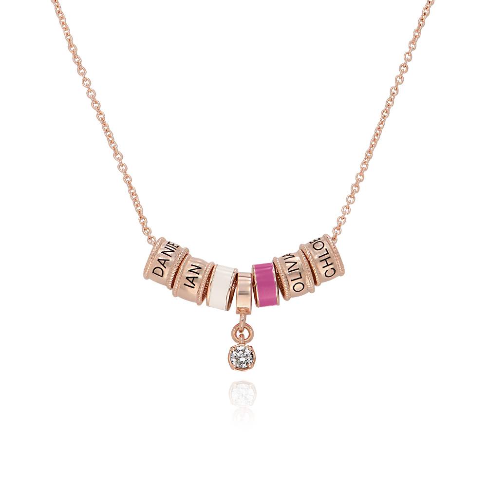 Linda Beads-Halskette mit Diamant - rosévergoldetes Sterlingsilber-1 Produktfoto