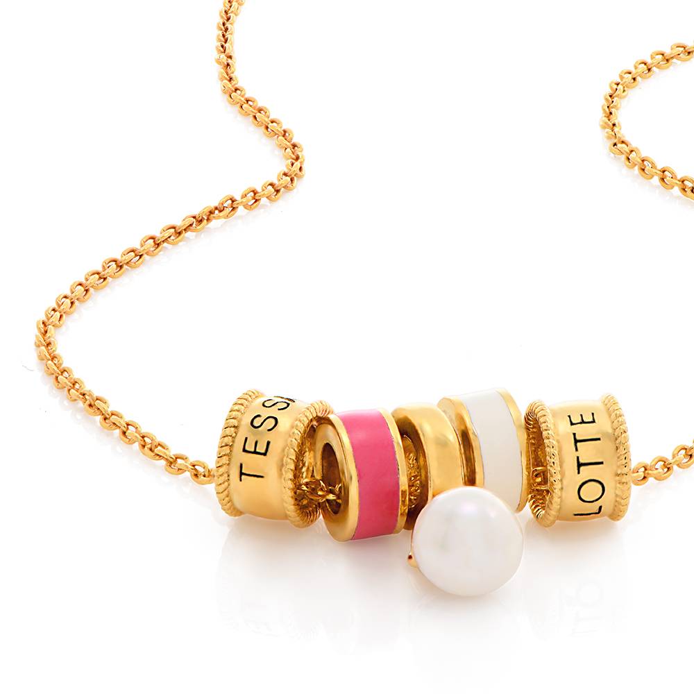 Linda Beads-Halskette mit Perle - vergoldetes Sterlingsilber-7 Produktfoto