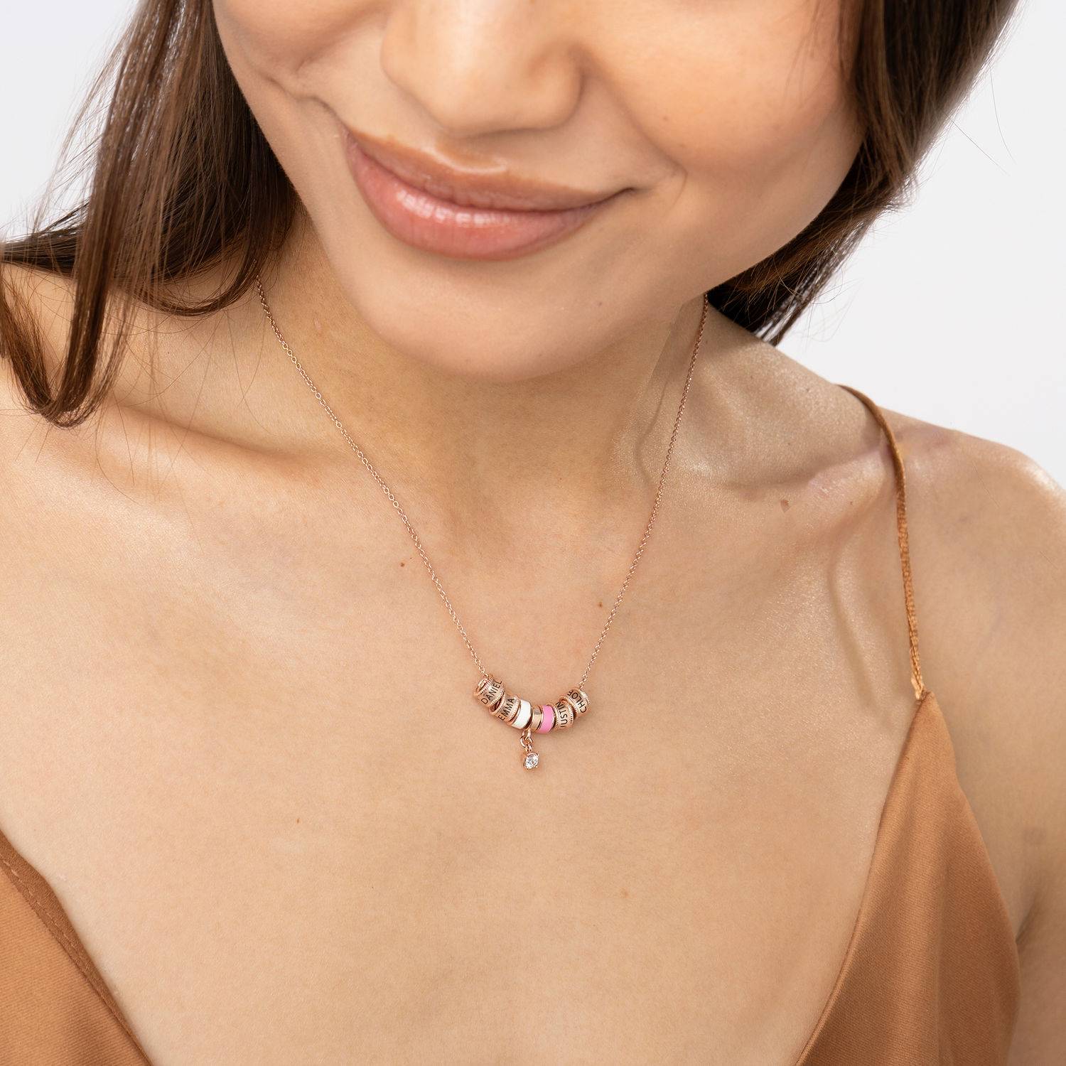 Linda Beads-Halskette mit Perle - rosévergoldetes Sterlingsilber-7 Produktfoto