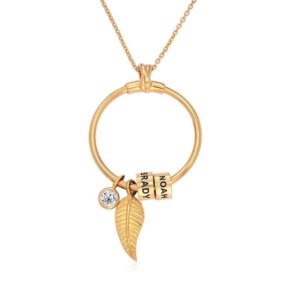 Linda Kreisanhänger-Kette mit gravierten Beads und 0,25 ct Diamant - vergoldetes Sterlingsilber-4 Produktfoto
