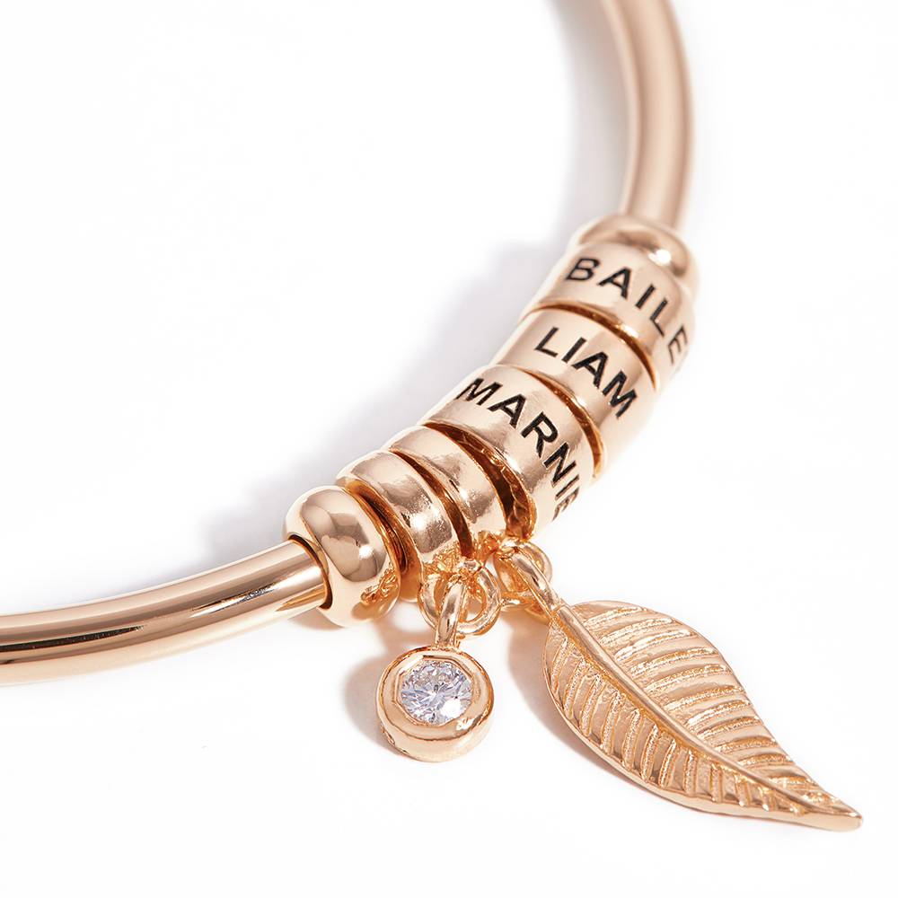 Linda Kreisanhänger-Armreif mit gravierten rosé vergoldeten Beads und Diamant-2 Produktfoto