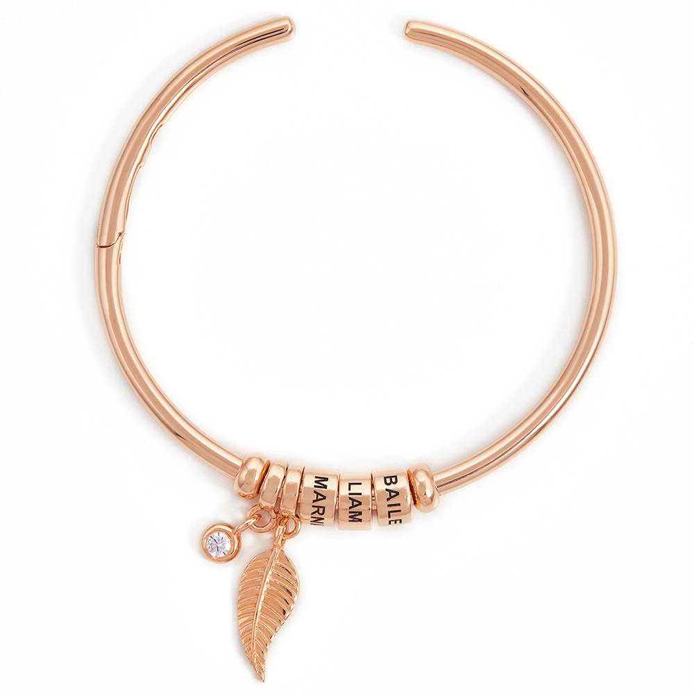 Linda Kreisanhänger-Armreif mit gravierten rosé vergoldeten Beads und Diamant-6 Produktfoto