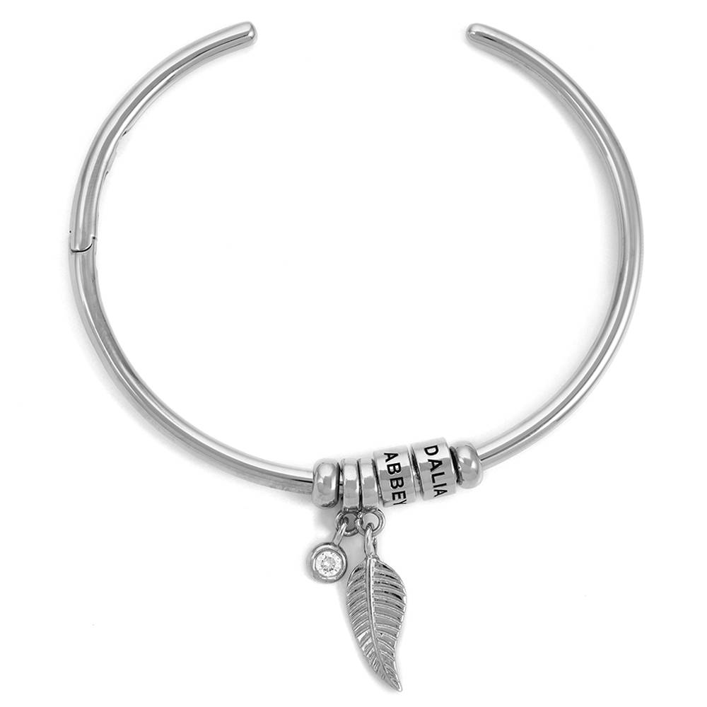 Linda Kreisanhänger-Armreif mit gravierten silbernen Beads und Diamant-7 Produktfoto
