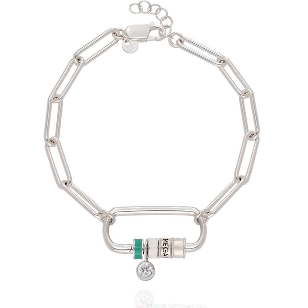 Linda Karabiner-Armband mit gravierten Beads und 0,25 ct Diamant - 925er Sterlingsilber-3 Produktfoto