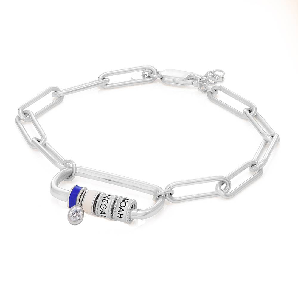 Linda Karabiner-Armband mit gravierten Beads und 0,25 ct Diamant - 925er Sterlingsilber-4 Produktfoto