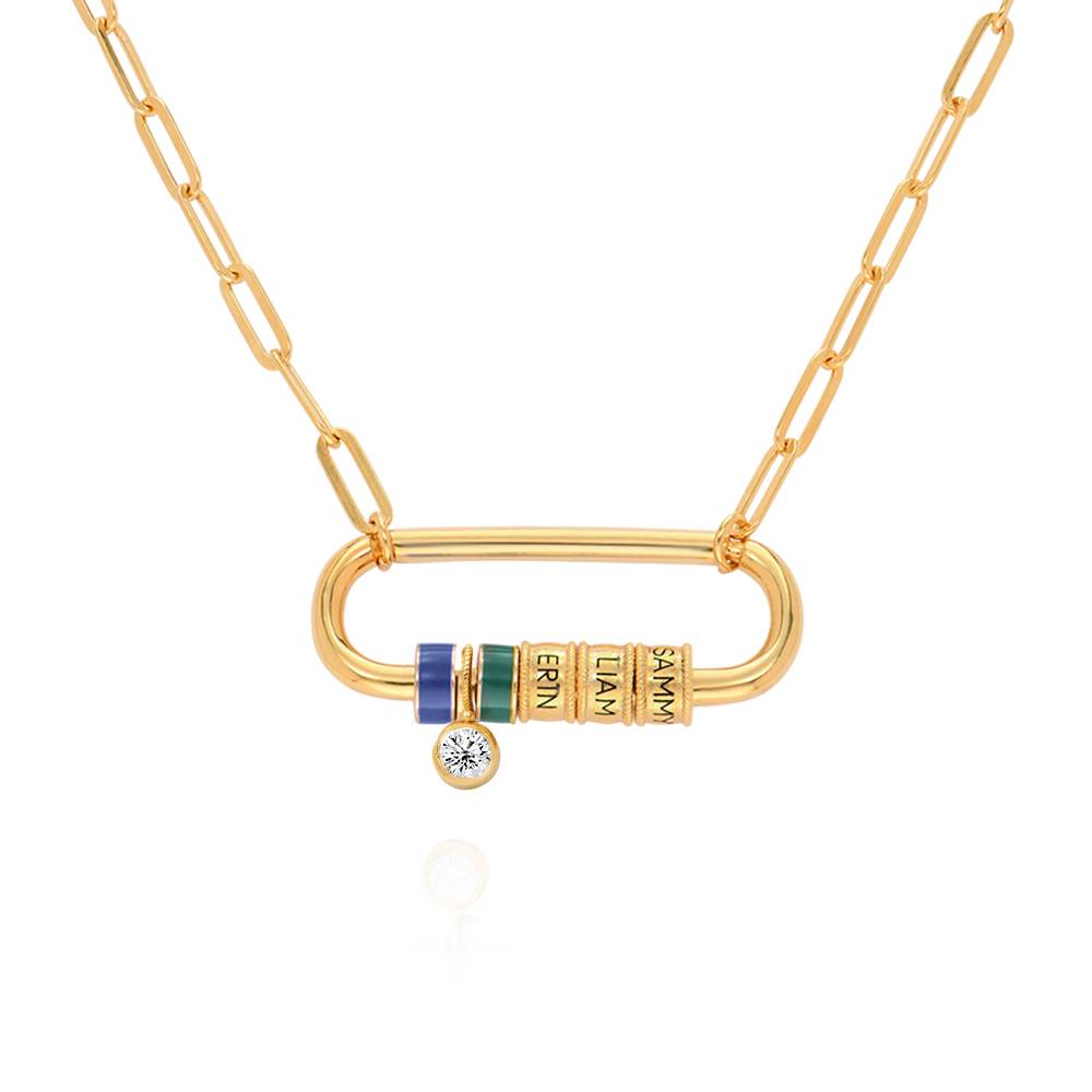 Linda Karabiner-Halskette mit gravierten Beads und 0,25 ct Diamant - Gold-Vermeil-6 Produktfoto