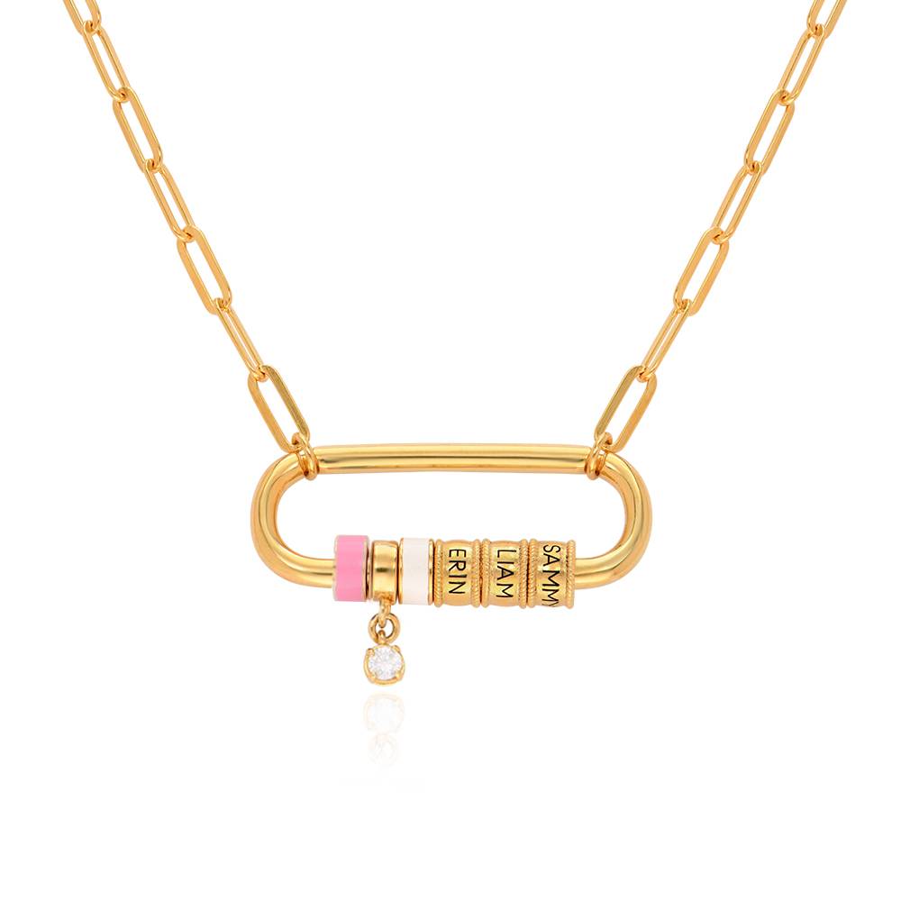 Linda Halskette mit ovalem Verschluss und Diamant - 750er vergoldetes Silber