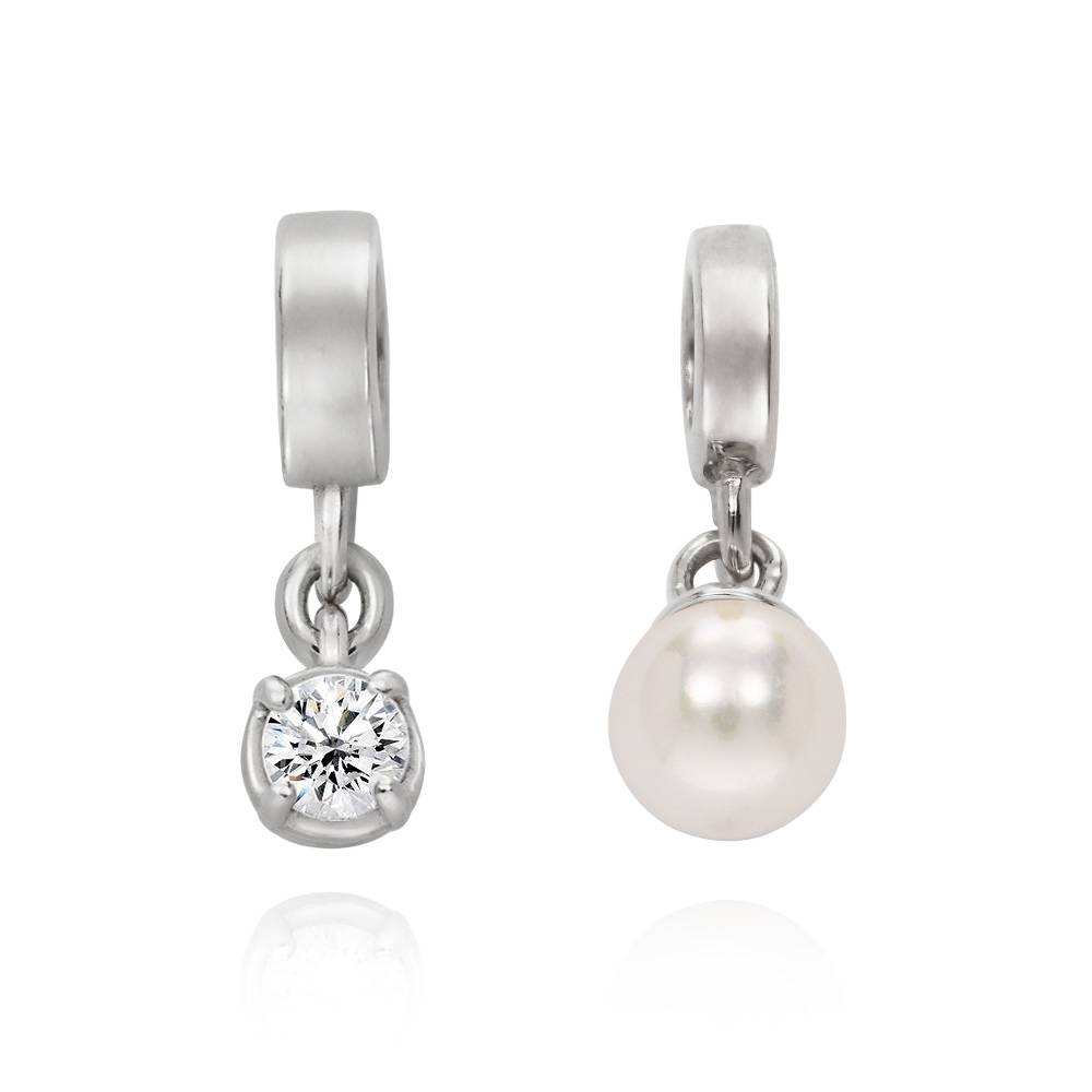 Linda Karabiner-Halskette mit gravierten Beads und Diamant - 925er Sterlingsilber-2 Produktfoto