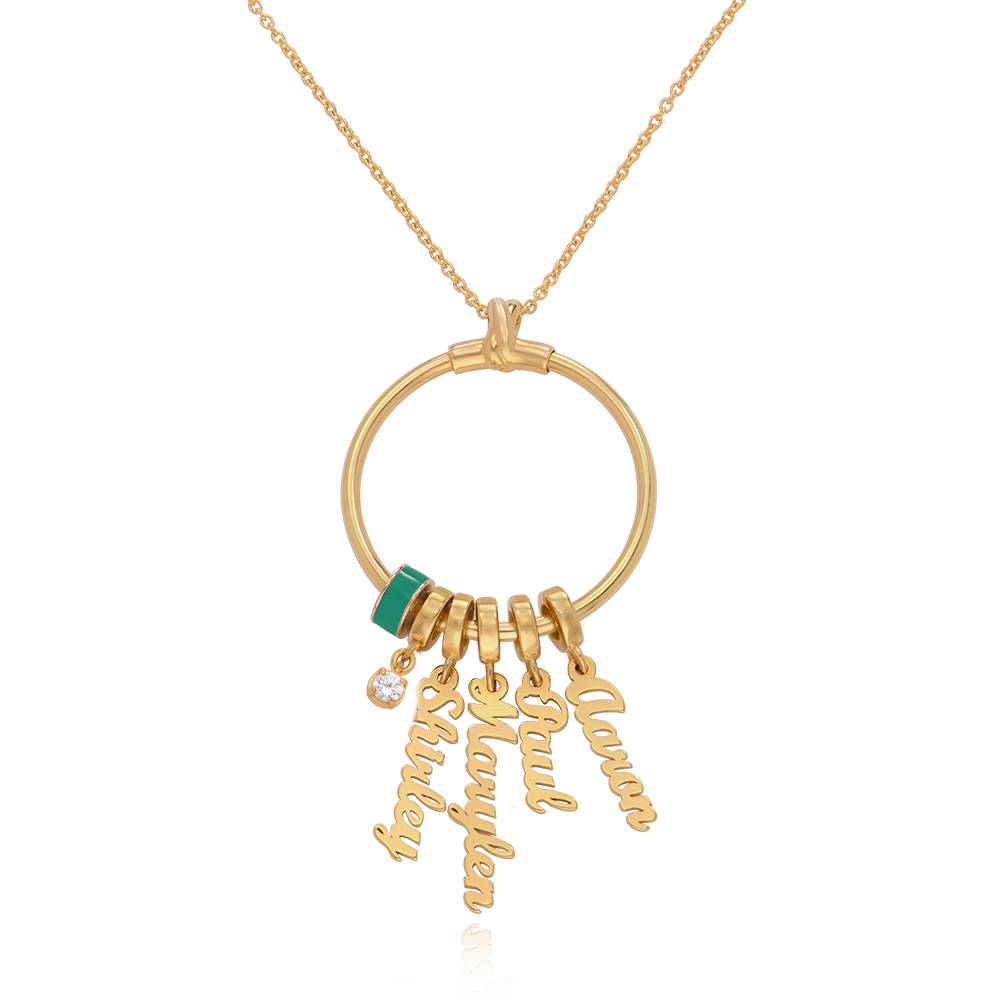 Linda vertikale Namenskette mit Diamant - vergoldetes Sterlingsilber-3 Produktfoto