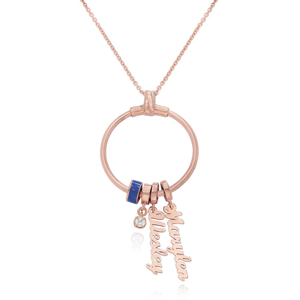 Linda vertikale Namenskette mit Diamant - rosévergoldetes Sterlingsilber-2 Produktfoto