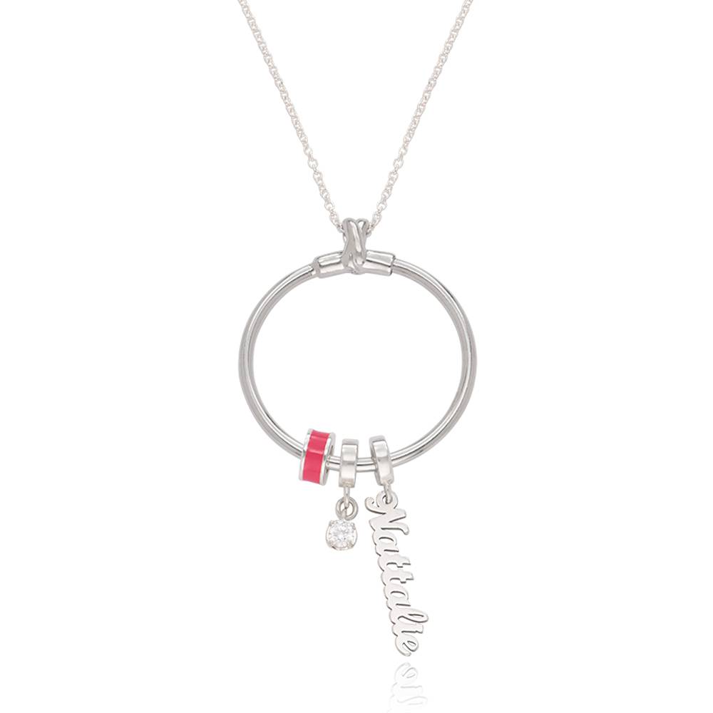 Linda vertikale Namenskette mit Diamant - 925er Sterlingsilber-4 Produktfoto