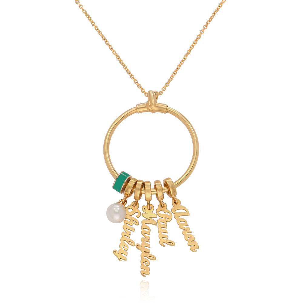 Linda vertikale Namenskette mit Perle - Gold-Vermeil-3 Produktfoto
