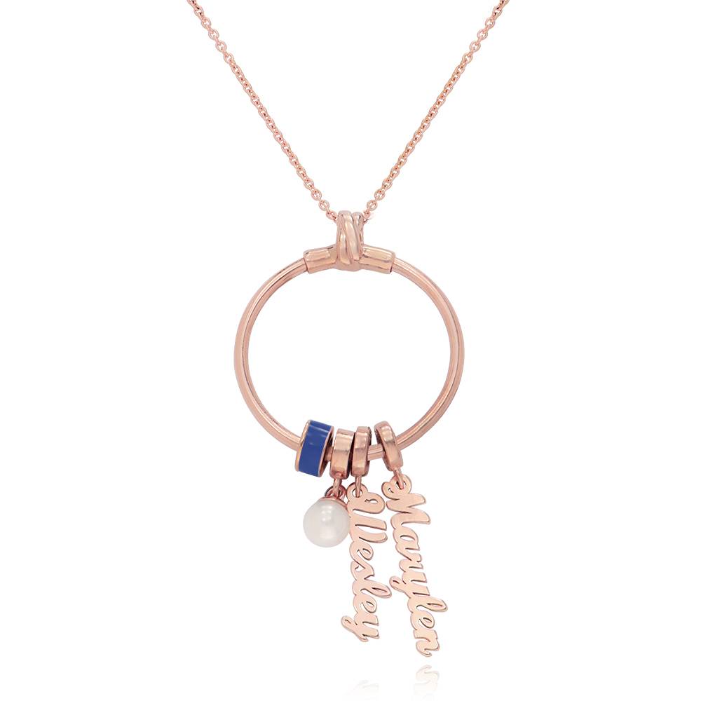 Linda vertikale Namenskette mit Perle - rosévergoldetes Sterlingsilber-3 Produktfoto