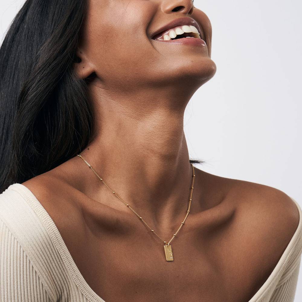Blütenkette mit Geburtsblume und Diamant - Gold-Vermeil-1 Produktfoto
