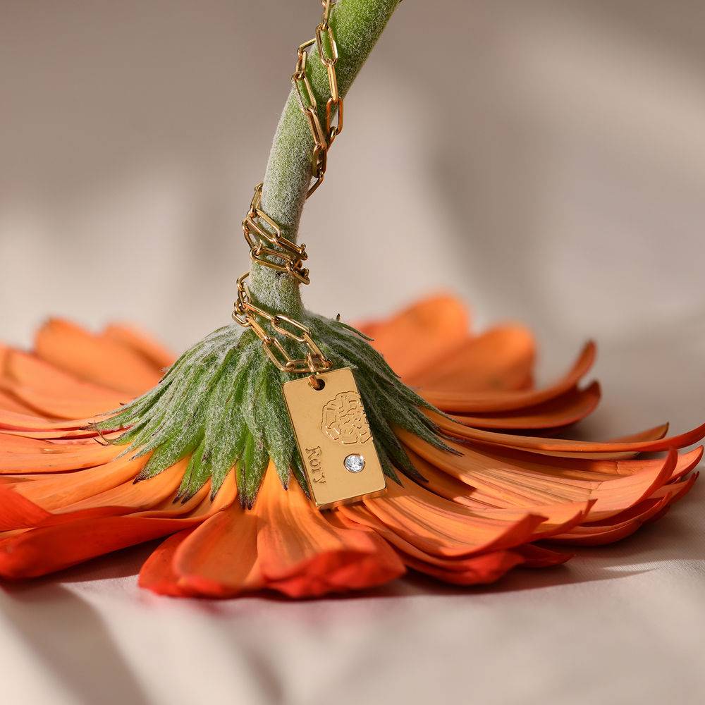 Blüten-Gliederkette mit Geburtsblume und Diamant - Gold-Vermeil-3 Produktfoto
