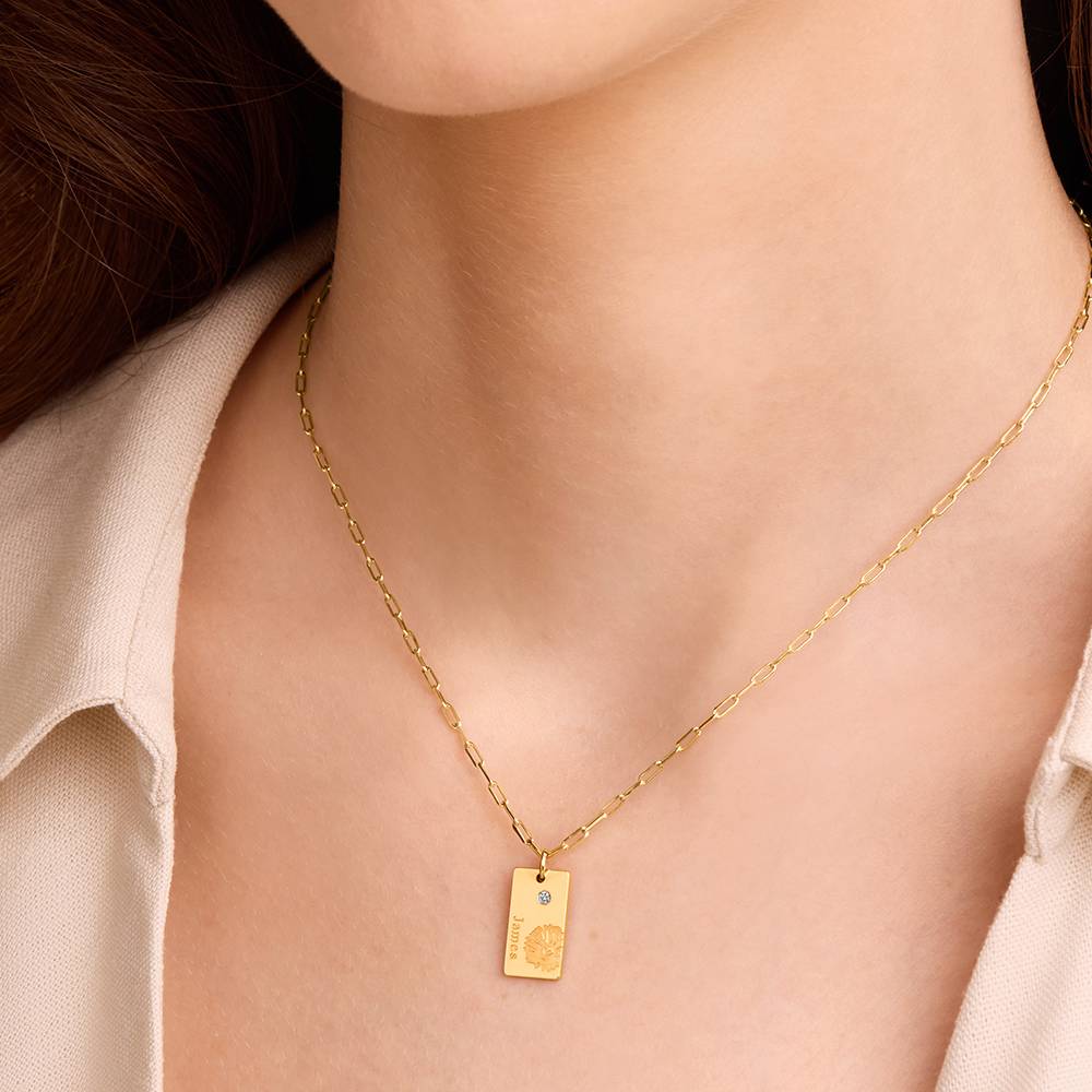 Blüten-Gliederkette mit Geburtsblume und Diamant - Gold-Vermeil-6 Produktfoto
