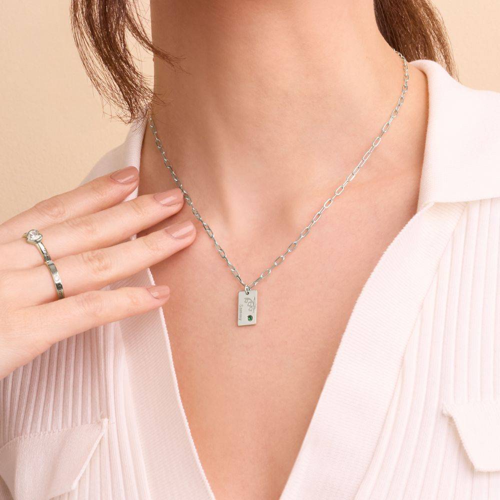Blüten-Gliederkette mit Geburtsblume und Geburtsstein - Silber-4 Blüten-Gliederkette mit Geburtsblume und Geburtsstein - Silber-4 Produktfoto