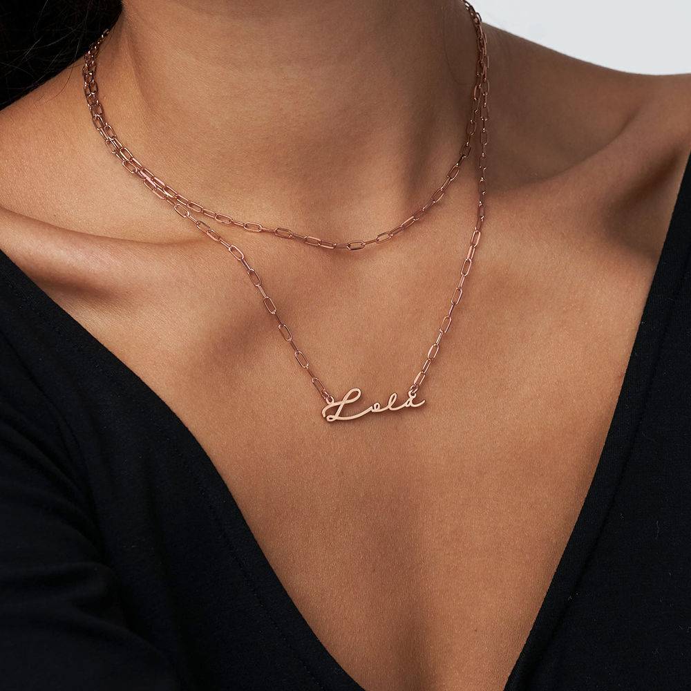 Signatur Namens-Gliederkette - rosévergoldetes Sterlingsilber-2 Signatur Namens-Gliederkette - rosévergoldetes Sterlingsilber-2 Produktfoto