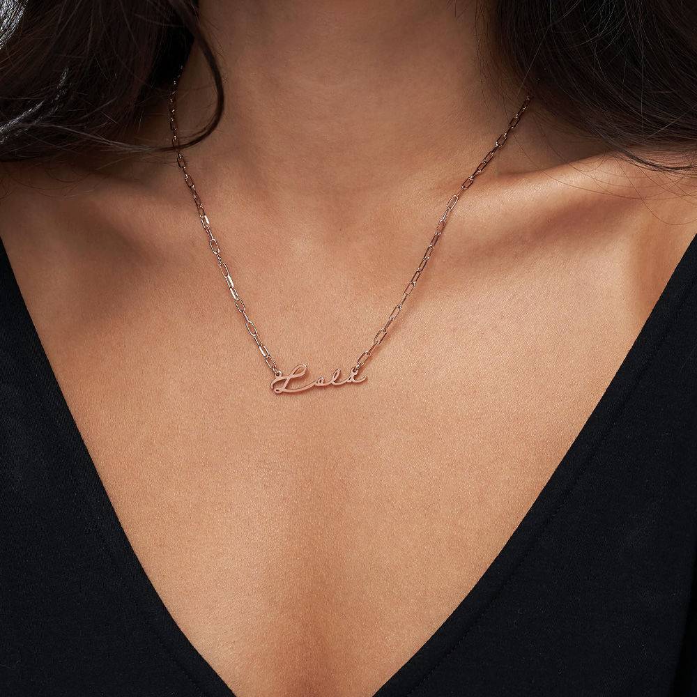 Signatur Namens-Gliederkette - rosévergoldetes Sterlingsilber-1 Signatur Namens-Gliederkette - rosévergoldetes Sterlingsilber-1 Produktfoto