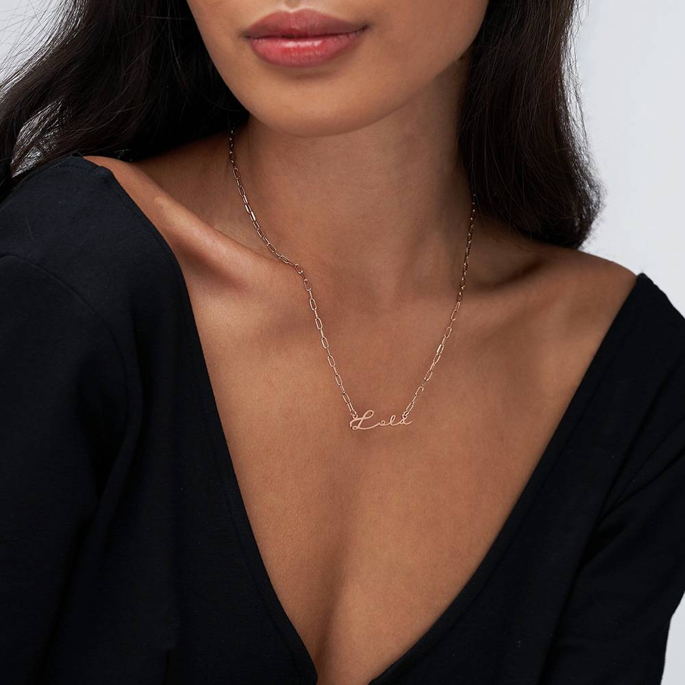 Signatur Namens-Gliederkette - rosévergoldetes Sterlingsilber-3 Signatur Namens-Gliederkette - rosévergoldetes Sterlingsilber-3 Produktfoto