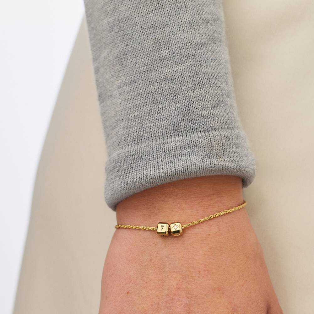 Buchstabenwürfel-Armband Kleine Lieblinge mit 0,08 ct Diamant - Vergoldet-3 Produktfoto