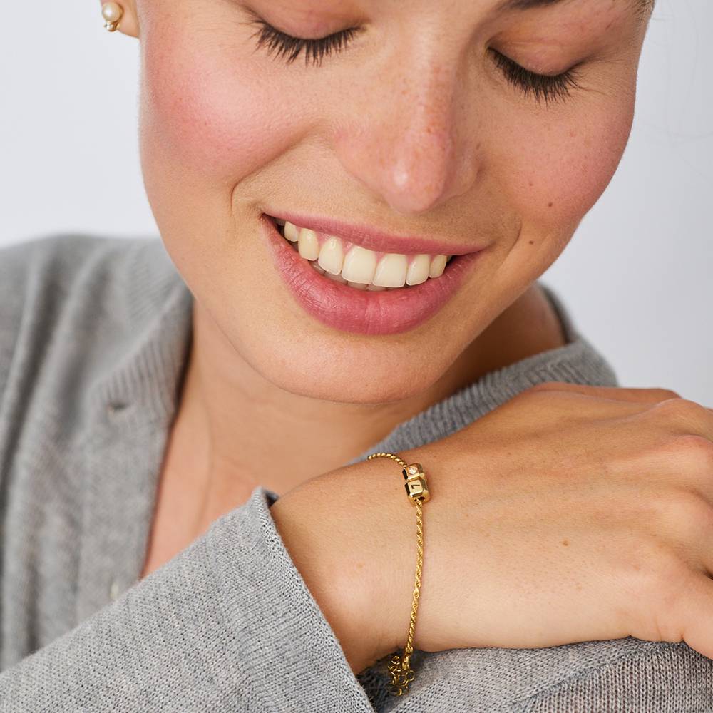 Buchstabenwürfel-Armband Kleine Lieblinge mit 0,08 ct Diamant - Vergoldet-2 Produktfoto
