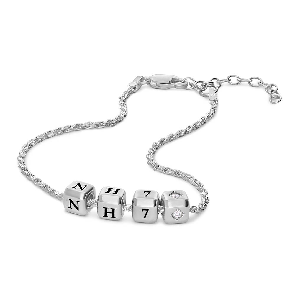 Buchstabenwürfel-Armband Kleine Lieblinge mit 0,08 ct Diamant - Silber-4 Produktfoto