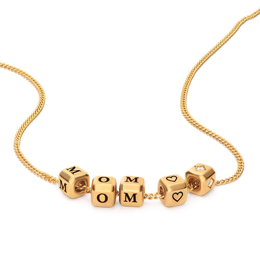 Buchstabenwürfel-Kette Kleine Lieblinge mit 0,08 ct Diamant - Vergoldet-4 Produktfoto