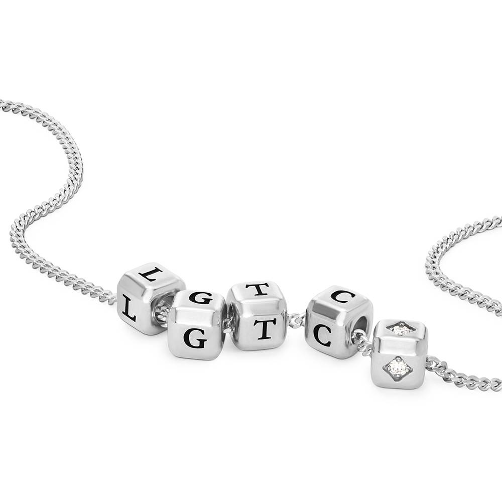 Buchstabenwürfel-Kette Kleine Lieblinge mit 0,08 ct Diamant - Silber-4 Produktfoto